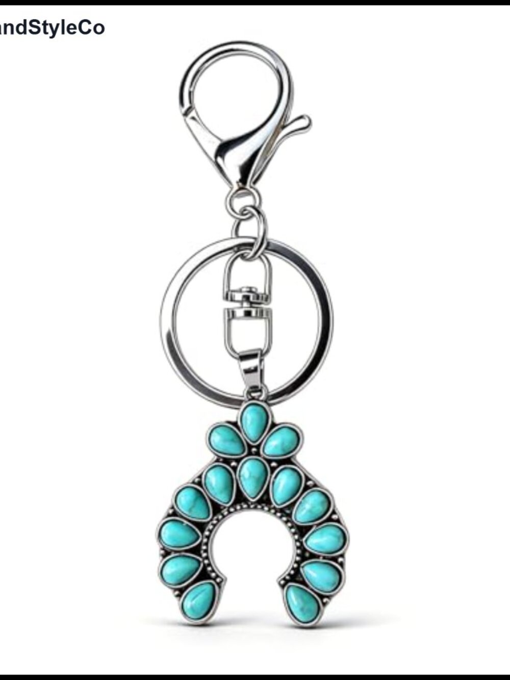 Boho Western Cowgirl Keychain Bag Charm Turquoise Alloy Purse Accessory